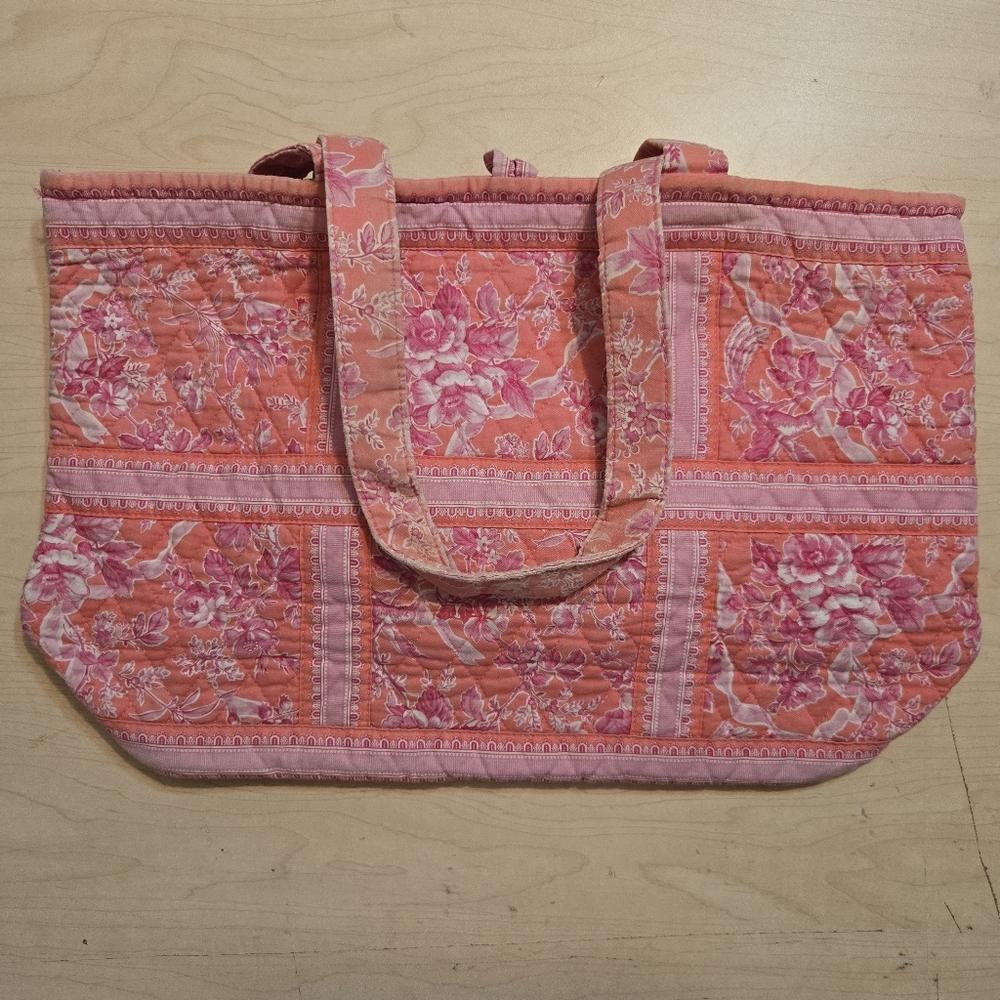 Vintage Tote – "Petal Pink" Quilted Floral Bag (Well-Loved, Retired Pattern)